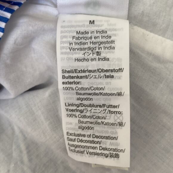 J. Crew Pink Embroidered Popover Blue White Stripe Dress size medium - Picture 11 of 11